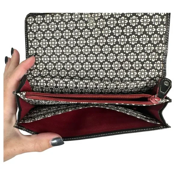 Fossil Vintage Black Pebbled Leather Accordion Wallet - Picture 4 of 4